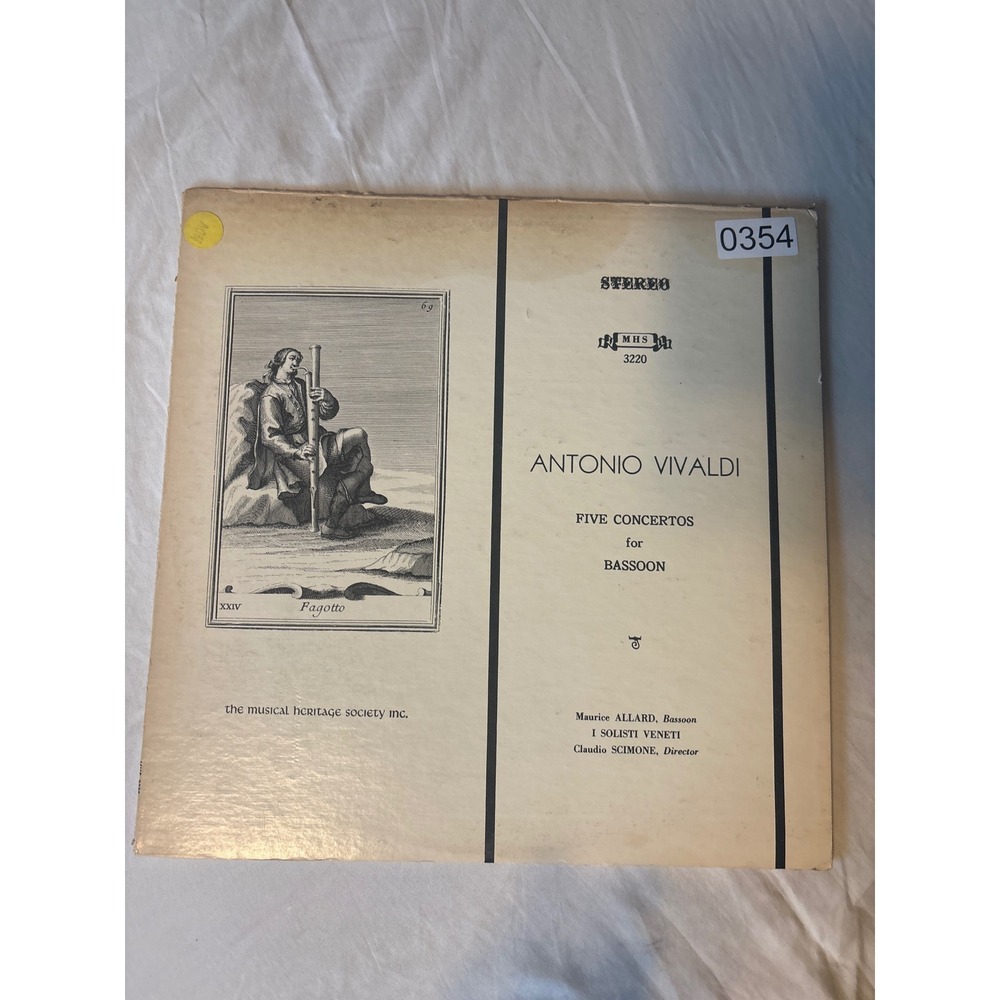 Musical Heritage Society Vivaldi Five Bassoon Concertos LP 12" Good Stereo 1974